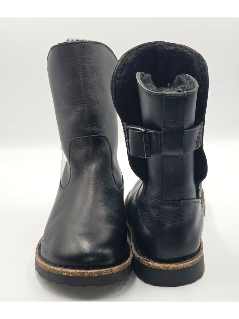 NWT Birkenstock Wo's Black Leather Uppsala Shearling Boots Sz 7.5 Men's 5 2742 - Picture 10 of 16
